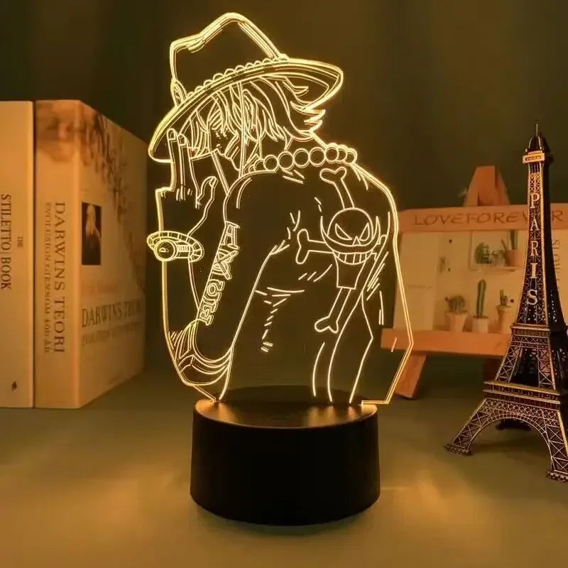 Luminária LED One Piece | Abajur Acrílico Anime com Luffy, Zoro, Chopper e Hancock | Decoração Quarto Infantil e Presente de Aniversário