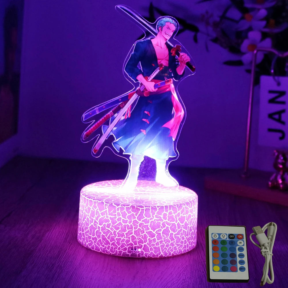 One Piece Luffy & Zoro 3D LED Lamp Action Figures – Anime PVC Collection Model Gift