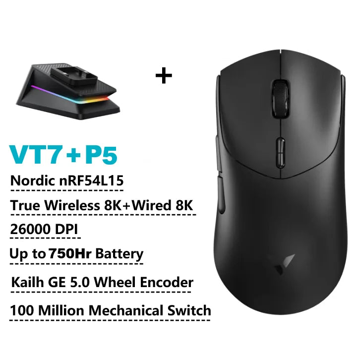 Rapoo VT7 MAX Mouse Gamer Wireless 8K de Alta Performance