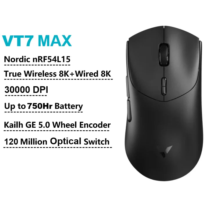 Rapoo VT7 MAX Mouse Gamer Wireless 8K de Alta Performance