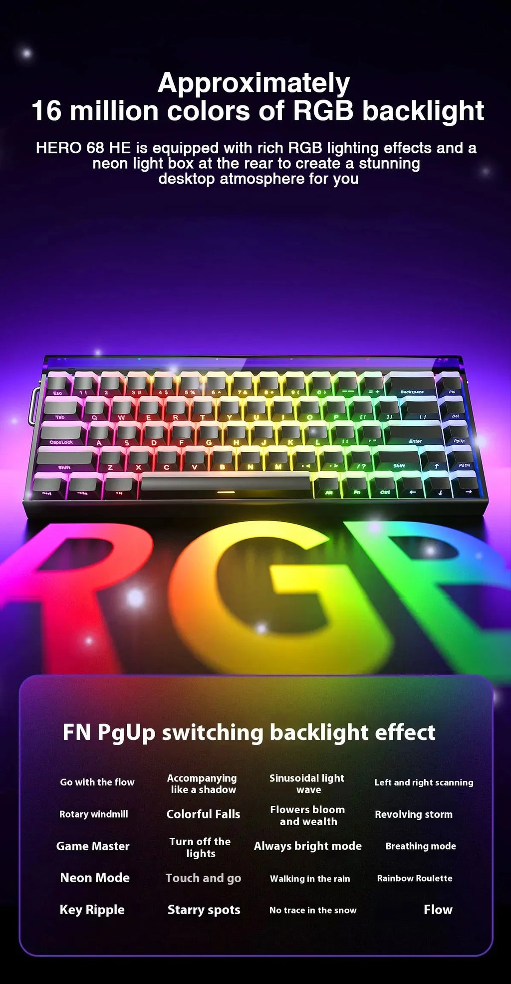 Teclado Mecânico AULA HERO 68HE RGB Gamer 8K