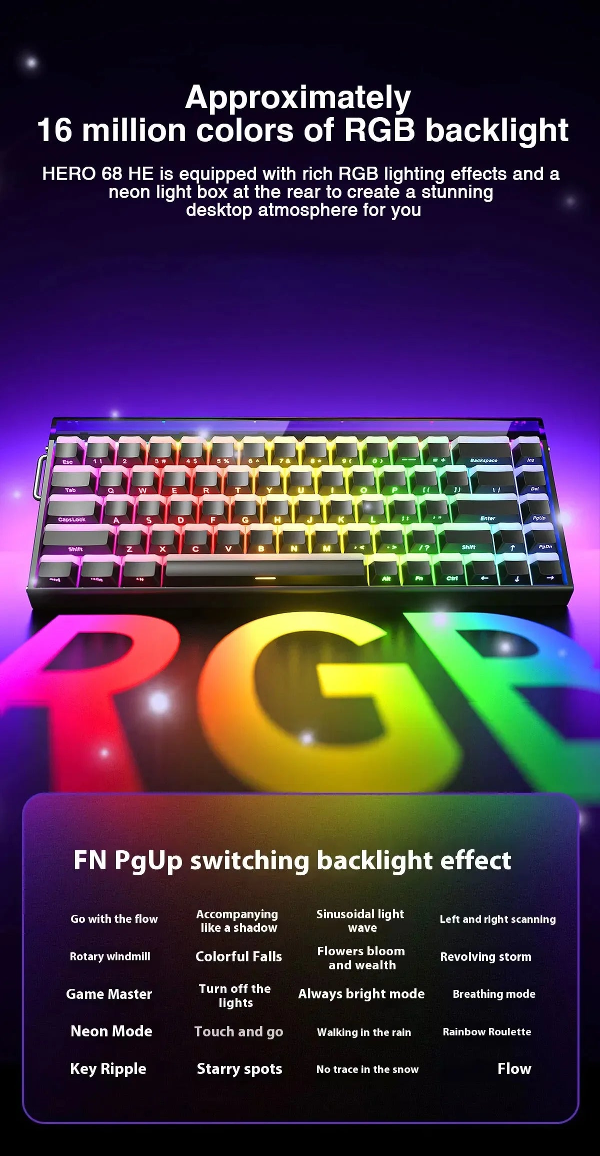 Teclado Mecânico AULA HERO 68HE RGB Gamer 8K