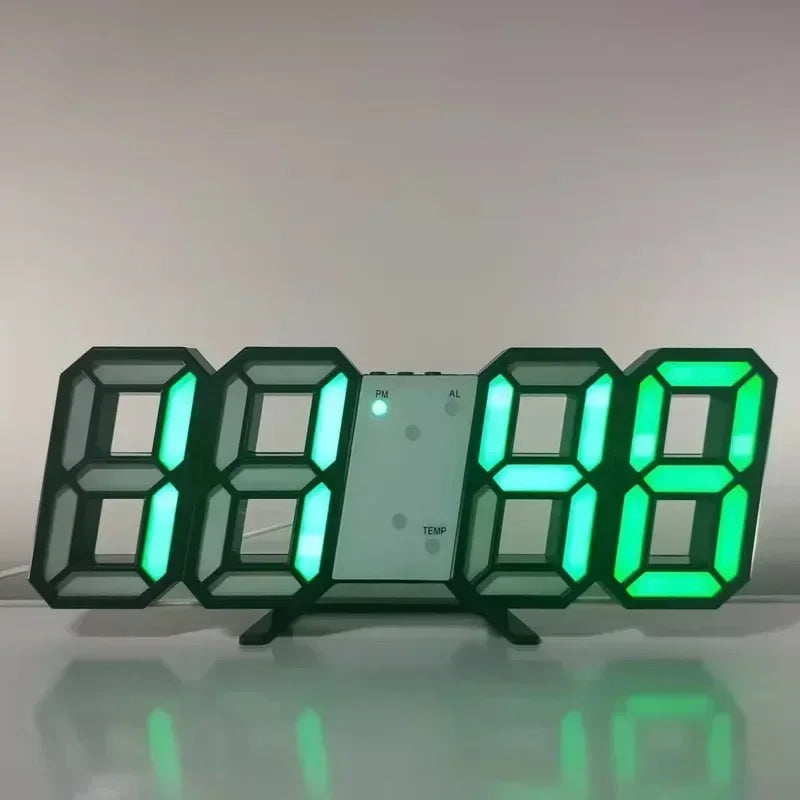 Relógio de Parede LED 3D Moderno com Data e Hora
