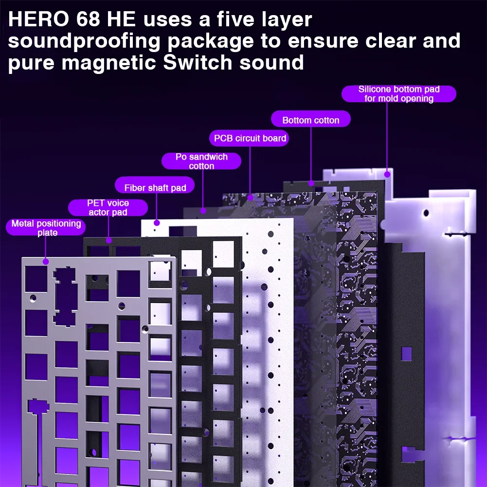 Teclado Mecânico AULA HERO 68HE RGB Gamer 8K