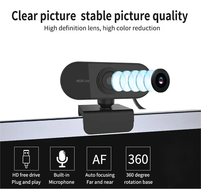 Webcam USB 1080p com Microfone Integrado