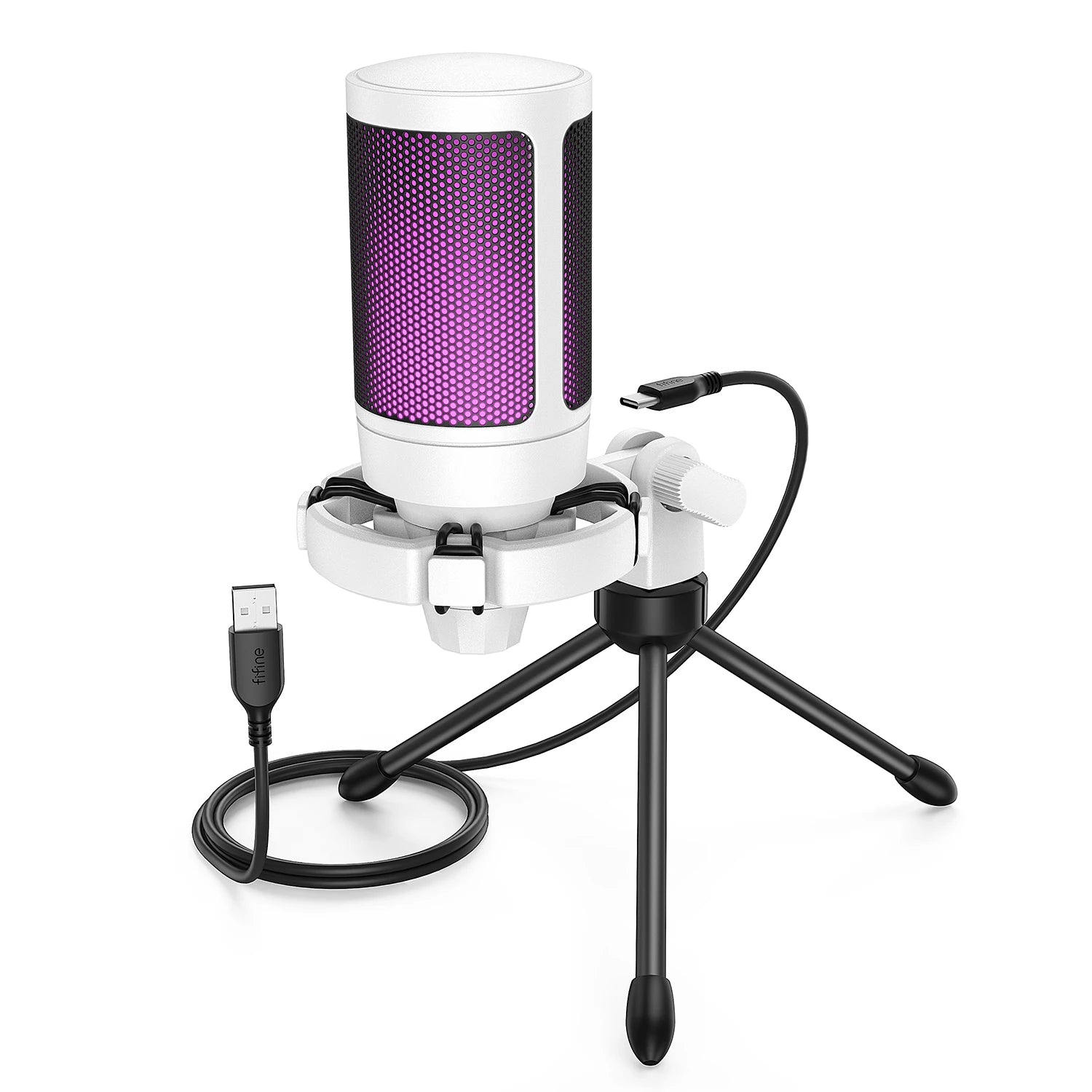Microfone Condensador FIFINE AmpliGame A2 RGB para Streaming