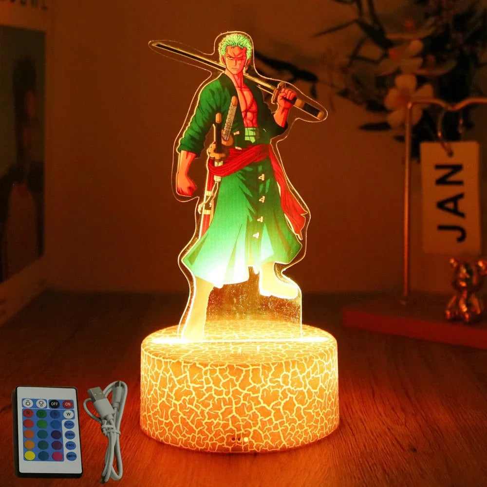 One Piece Luffy & Zoro 3D LED Lamp Action Figures – Anime PVC Collection Model Gift