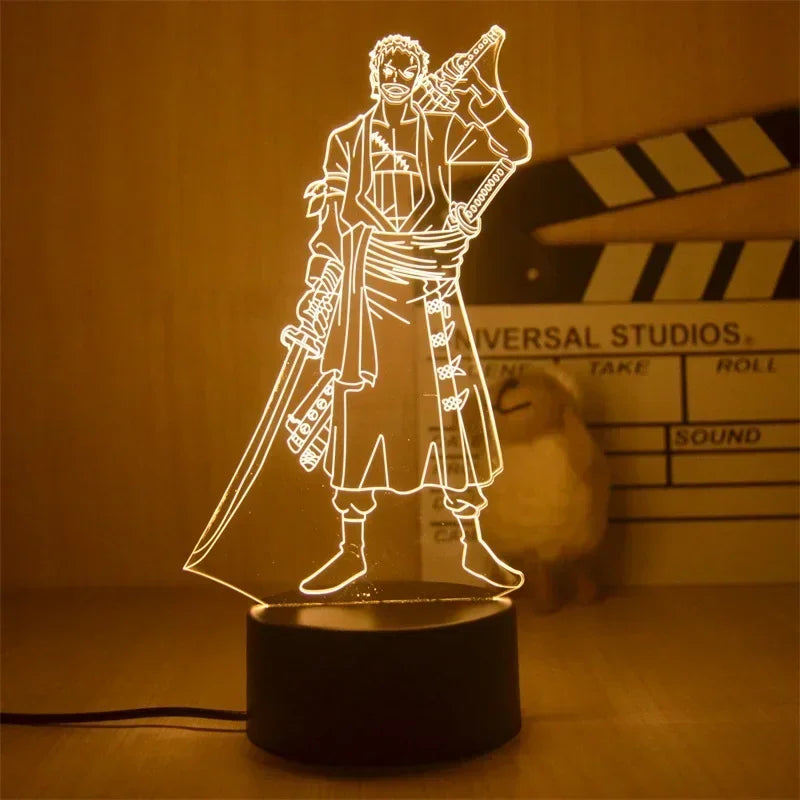 Luminária LED One Piece | Abajur Acrílico Anime com Luffy, Zoro, Chopper e Hancock | Decoração Quarto Infantil e Presente de Aniversário
