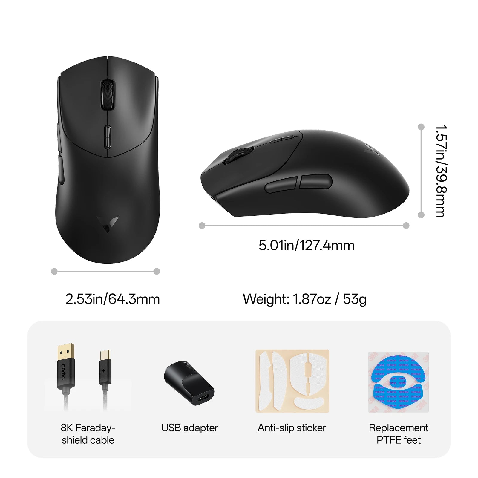 Rapoo VT7 MAX Mouse Gamer Wireless 8K de Alta Performance