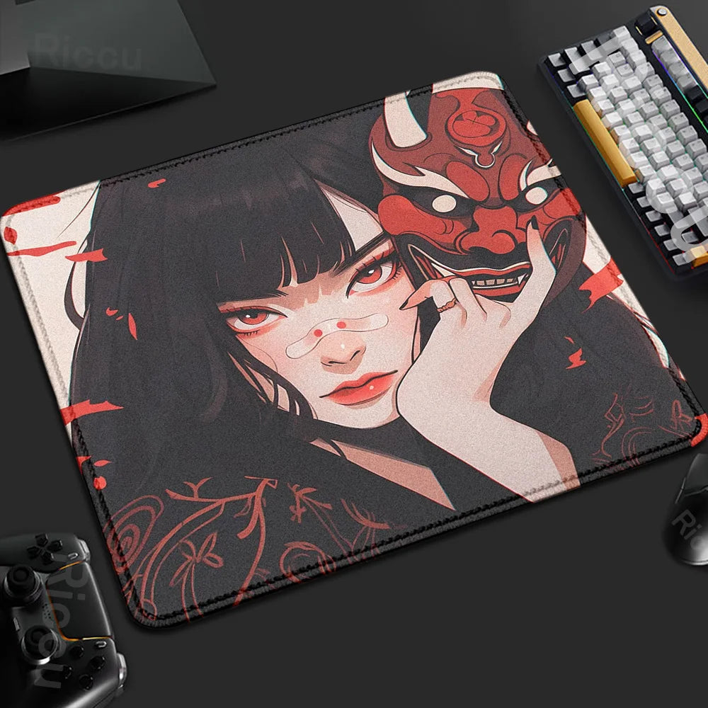 Mouse Pad Gamer Oni Girl 45x40 Antiderrapante Premium