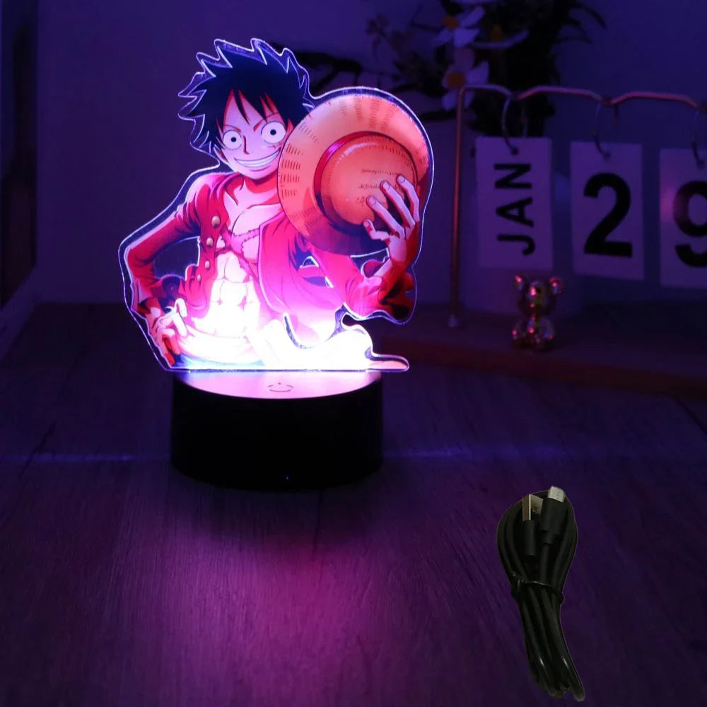 One Piece Luffy & Zoro 3D LED Lamp Action Figures – Anime PVC Collection Model Gift
