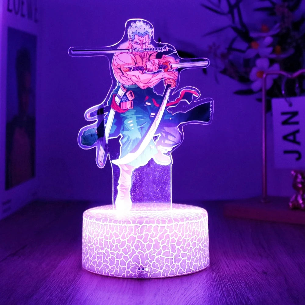 One Piece Luffy & Zoro 3D LED Lamp Action Figures – Anime PVC Collection Model Gift