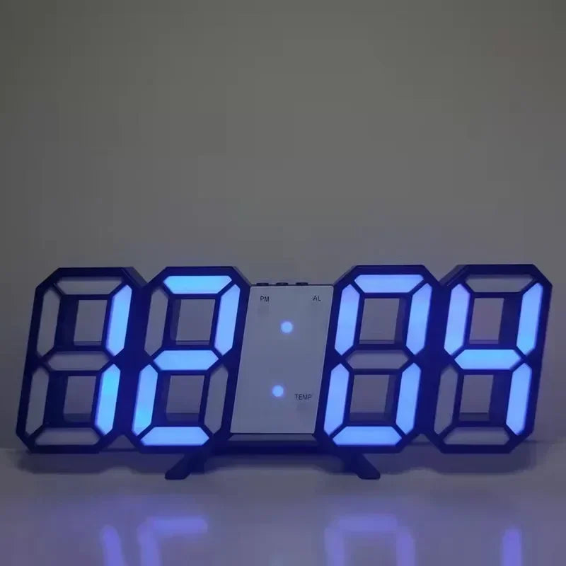 Relógio de Parede LED 3D Moderno com Data e Hora