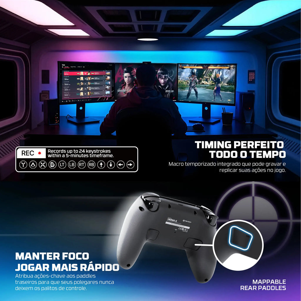 Controle Wireless FANTECH NOVA II para PC, PS4 e Switch