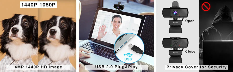 Webcam FIFINE K420 1440p com Microfone Integrado