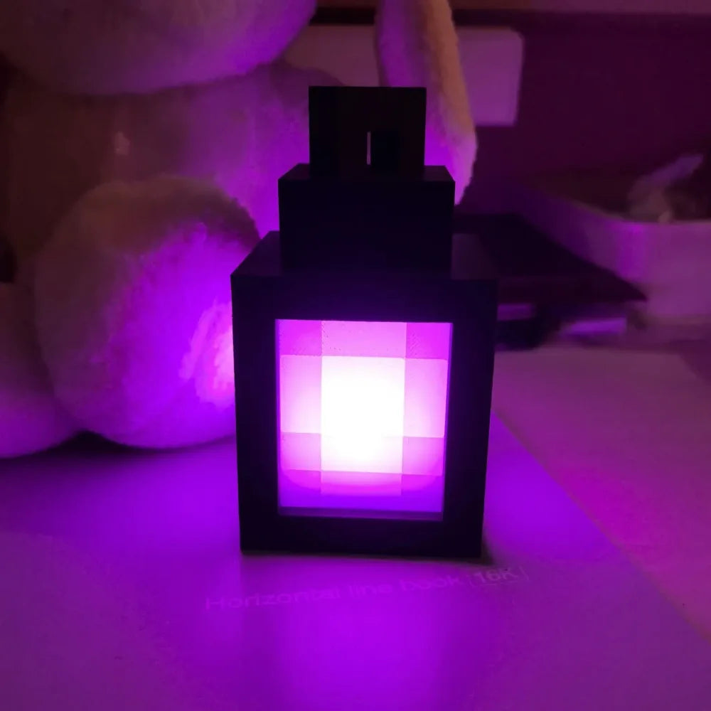 3D Printed Luminous Lantern Nightlight Pixel Game Theme Ambient Home Decor Ornament Light