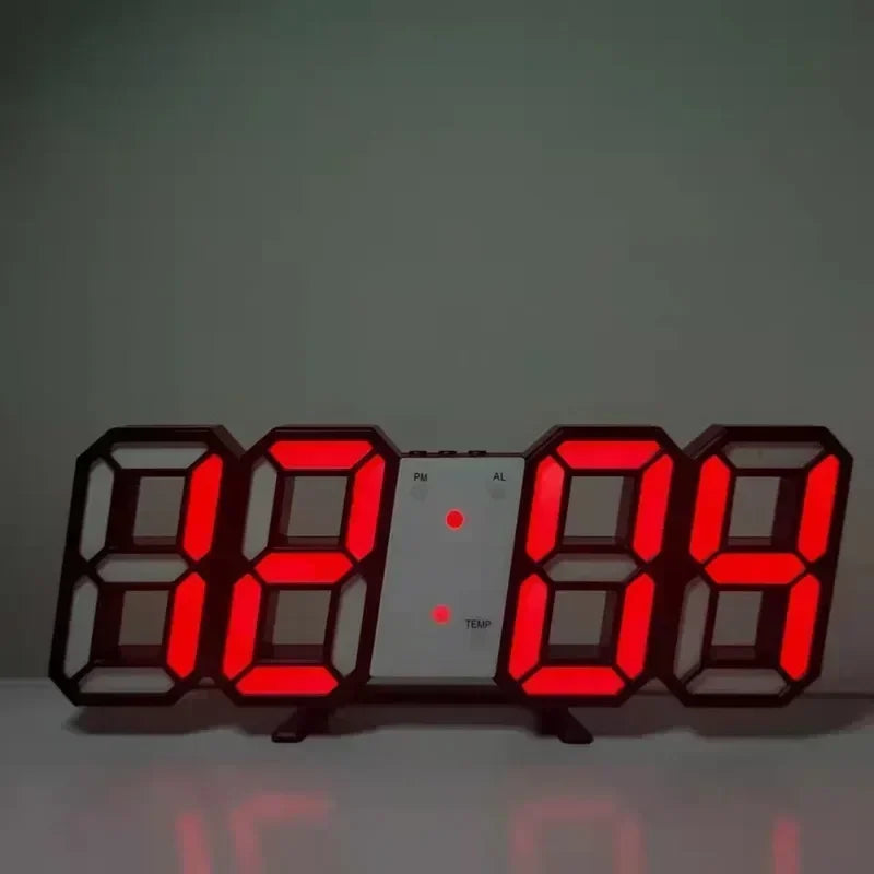 Relógio de Parede LED 3D Moderno com Data e Hora