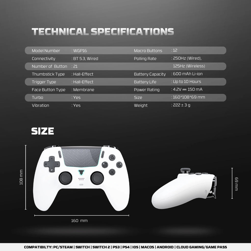 Controle Wireless FANTECH NOVA II para PC, PS4 e Switch