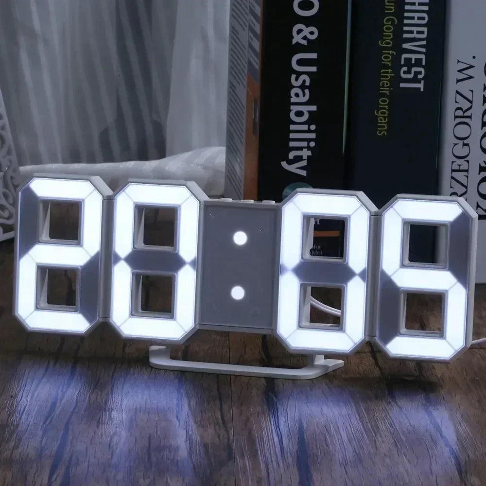 Relógio de Parede LED 3D Moderno com Data e Hora