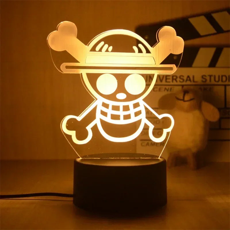 Luminária LED One Piece | Abajur Acrílico Anime com Luffy, Zoro, Chopper e Hancock | Decoração Quarto Infantil e Presente de Aniversário
