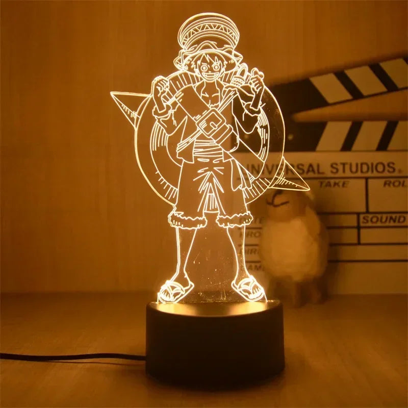 Luminária LED One Piece | Abajur Acrílico Anime com Luffy, Zoro, Chopper e Hancock | Decoração Quarto Infantil e Presente de Aniversário