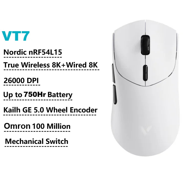 Rapoo VT7 MAX Mouse Gamer Wireless 8K de Alta Performance