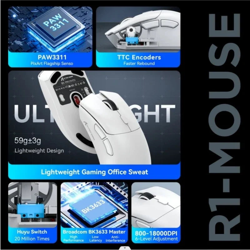 Mouse Gamer Attack Shark R1 Wireless RGB