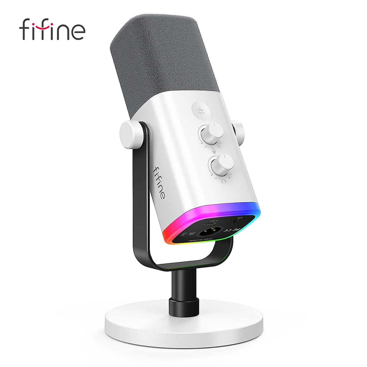 Microfone FIFINE AM8 USB/XLR com RGB e Monitoramento de Áudio