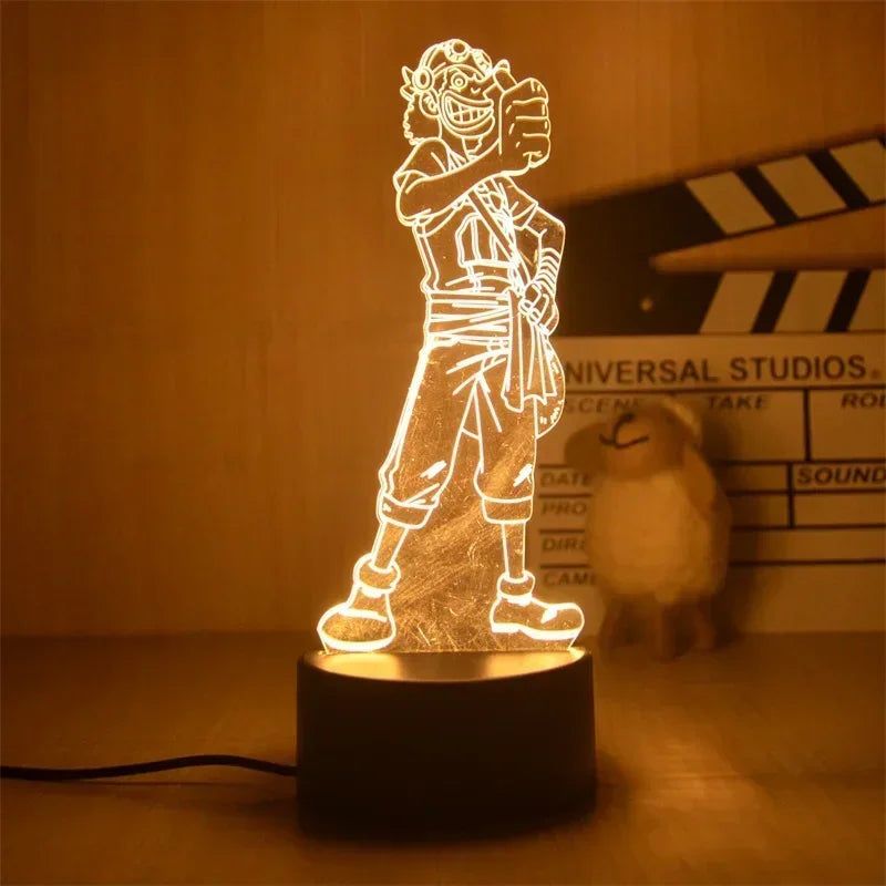 Luminária LED One Piece | Abajur Acrílico Anime com Luffy, Zoro, Chopper e Hancock | Decoração Quarto Infantil e Presente de Aniversário