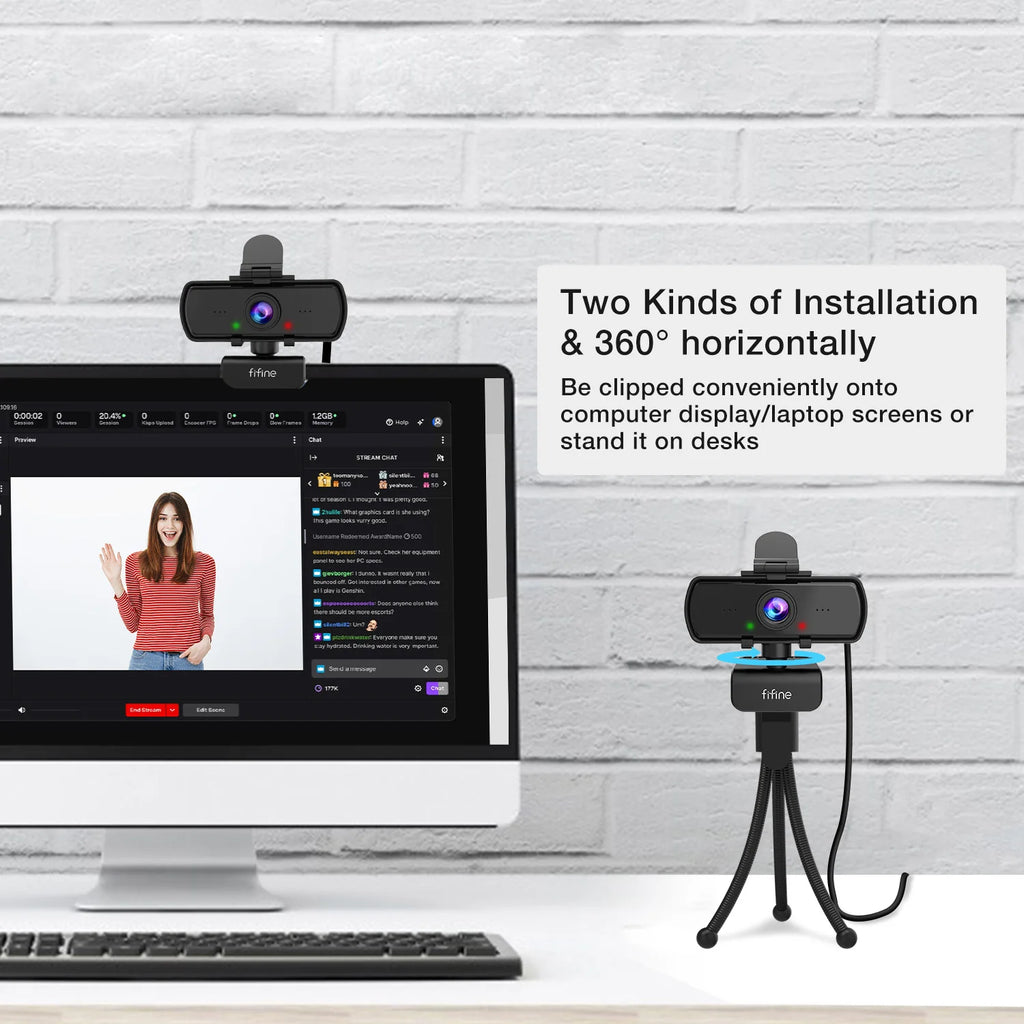 Webcam FIFINE K420 1440p com Microfone Integrado