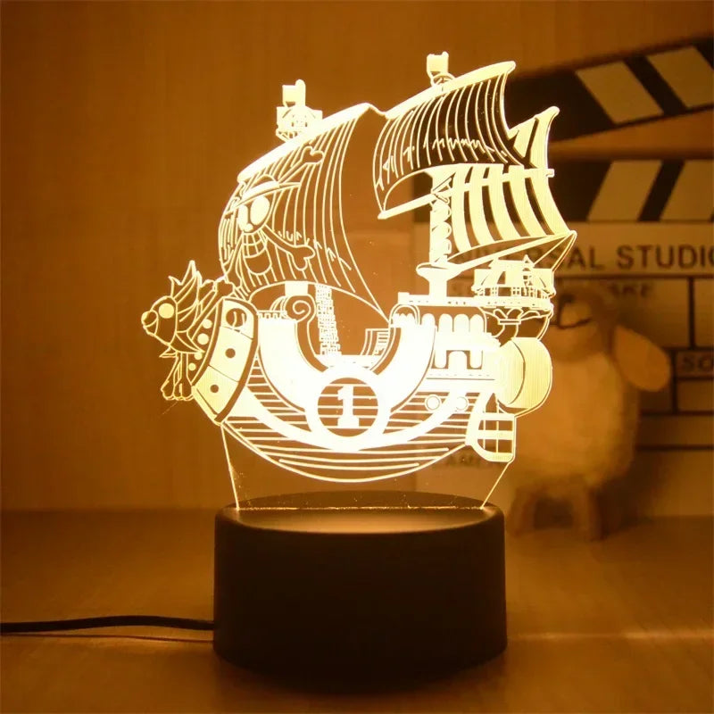 Luminária LED One Piece | Abajur Acrílico Anime com Luffy, Zoro, Chopper e Hancock | Decoração Quarto Infantil e Presente de Aniversário