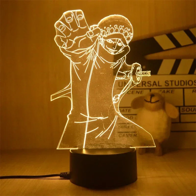 Luminária LED One Piece | Abajur Acrílico Anime com Luffy, Zoro, Chopper e Hancock | Decoração Quarto Infantil e Presente de Aniversário