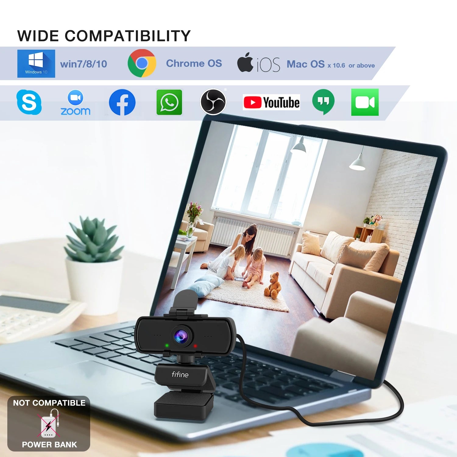 Webcam FIFINE K420 1440p com Microfone Integrado