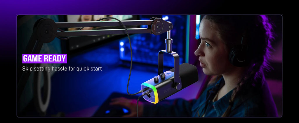Microfone FIFINE AM8 USB/XLR com RGB e Monitoramento de Áudio