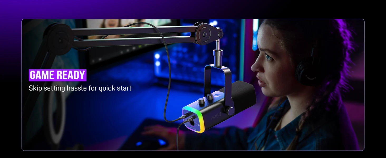 Microfone FIFINE AM8 USB/XLR com RGB e Monitoramento de Áudio