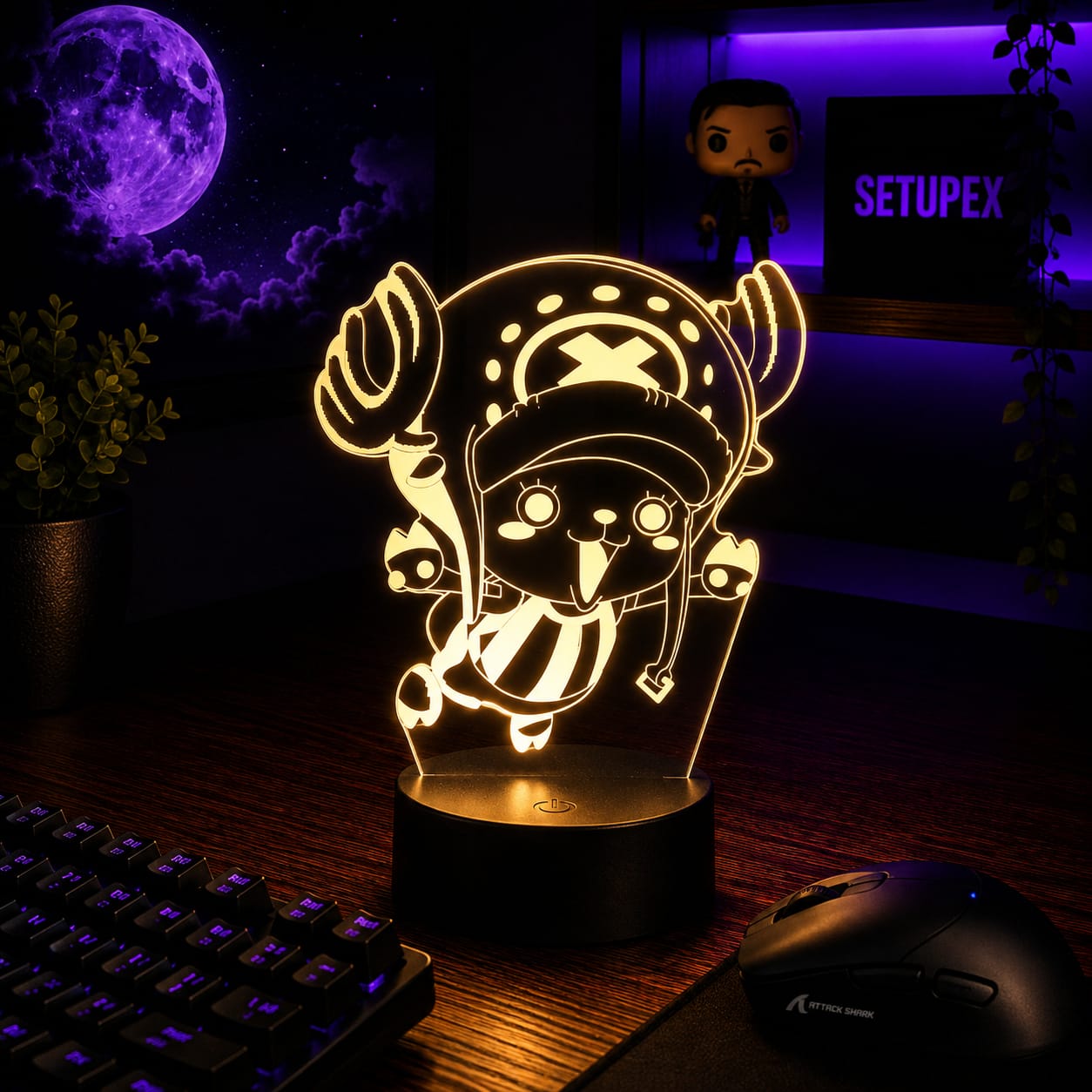 Luminária LED One Piece | Abajur Acrílico Anime com Luffy, Zoro, Chopper e Hancock | Decoração Quarto Infantil e Presente de Aniversário