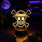 Luminária LED One Piece | Abajur Acrílico Anime com Luffy, Zoro, Chopper e Hancock | Decoração Quarto Infantil e Presente de Aniversário