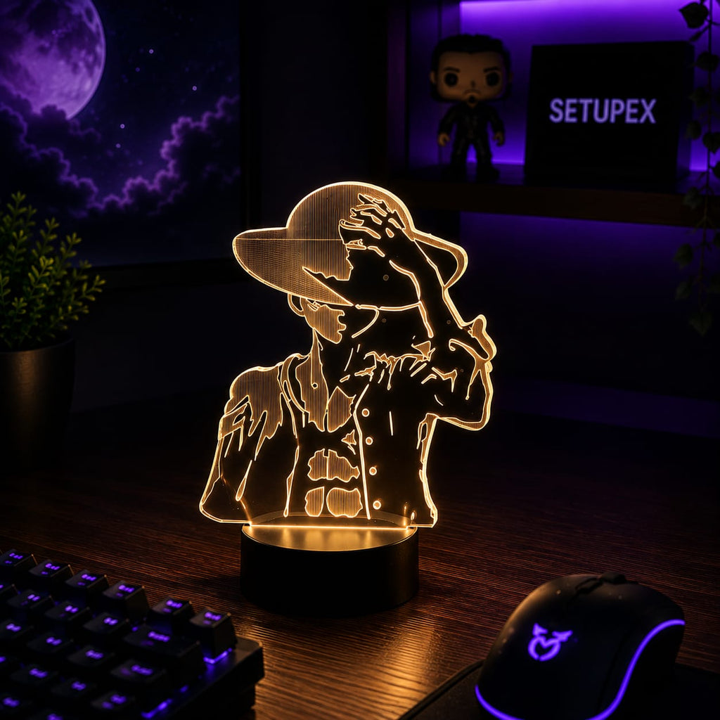 Luminária LED One Piece | Abajur Acrílico Anime com Luffy, Zoro, Chopper e Hancock | Decoração Quarto Infantil e Presente de Aniversário