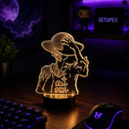 Luminária LED One Piece | Abajur Acrílico Anime com Luffy, Zoro, Chopper e Hancock | Decoração Quarto Infantil e Presente de Aniversário