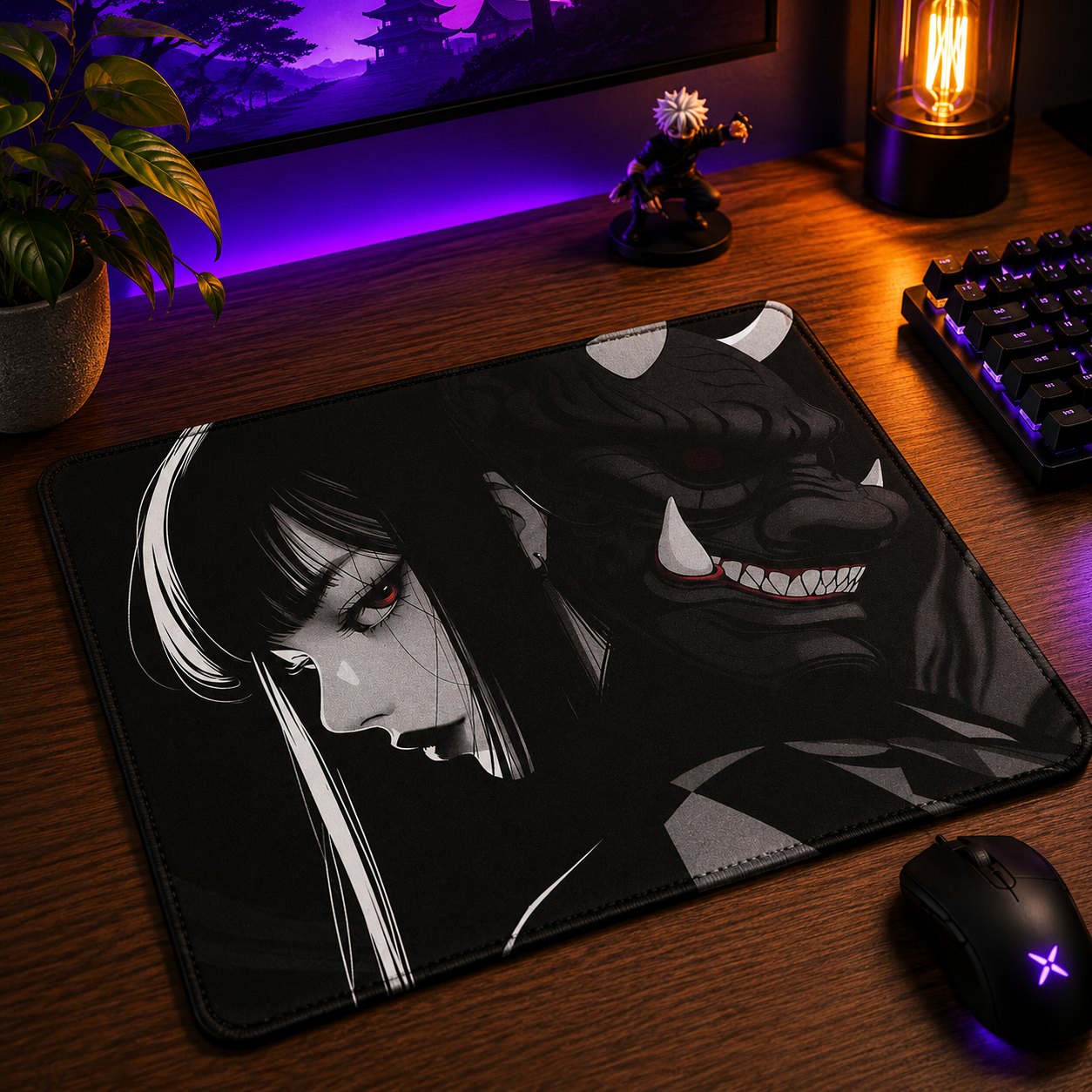 Mouse Pad Gamer Oni Girl 45x40 Antiderrapante Premium