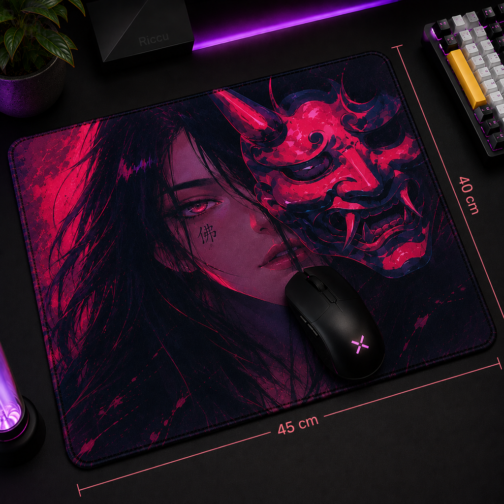 Mouse Pad Gamer Oni Girl 45x40 Antiderrapante Premium