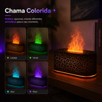 Difusor de Aromas Ultrassônico com Efeito Chama LED