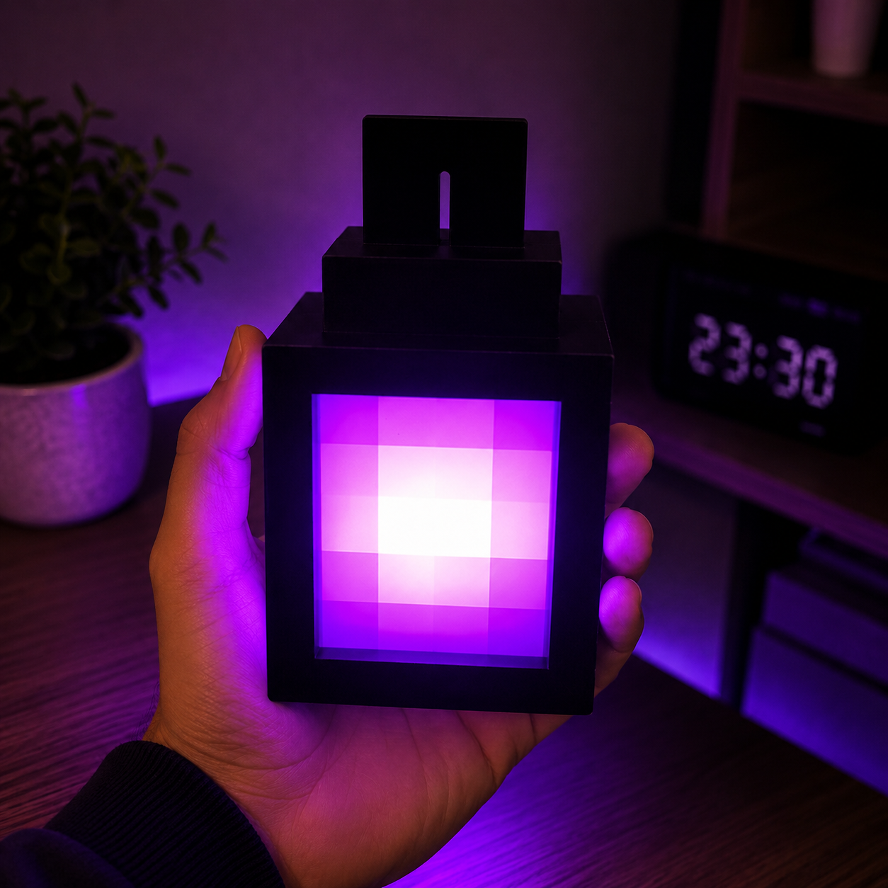 3D Printed Luminous Lantern Nightlight Pixel Game Theme Ambient Home Decor Ornament Light