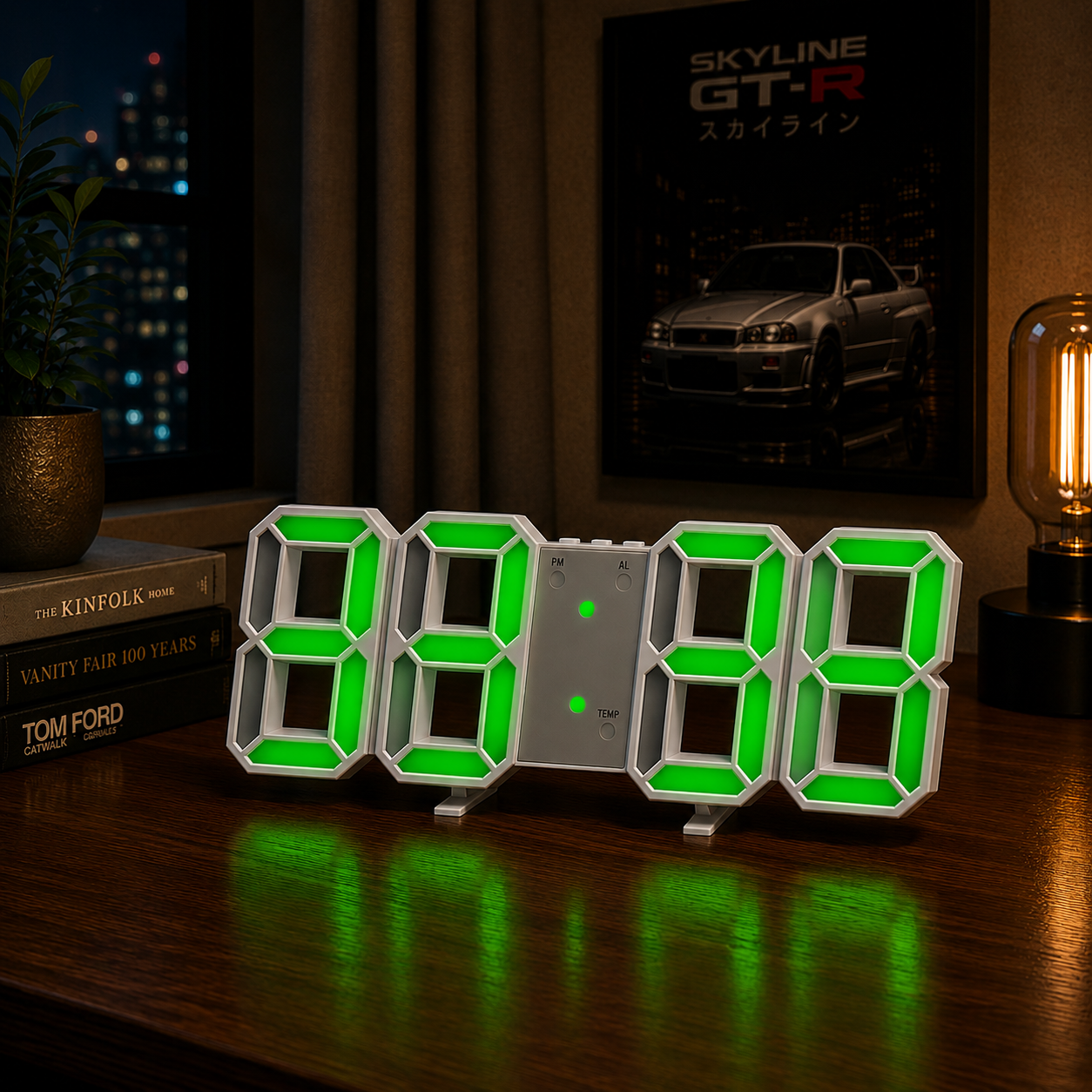 Relógio de Parede LED 3D Moderno com Data e Hora