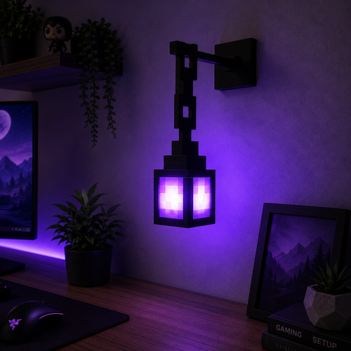 3D Printed Luminous Lantern Nightlight Pixel Game Theme Ambient Home Decor Ornament Light