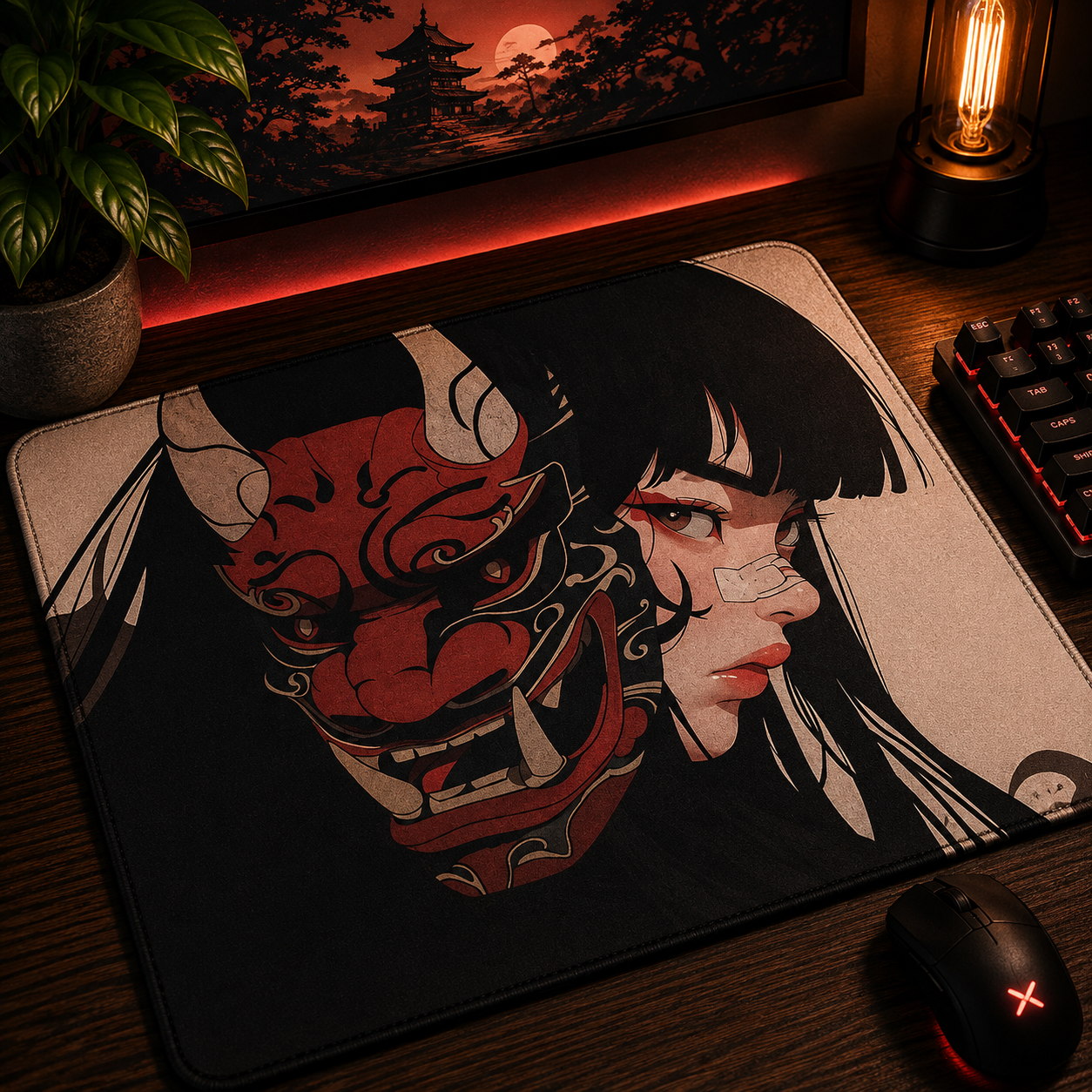 Mouse Pad Gamer Oni Girl 45x40 Antiderrapante Premium