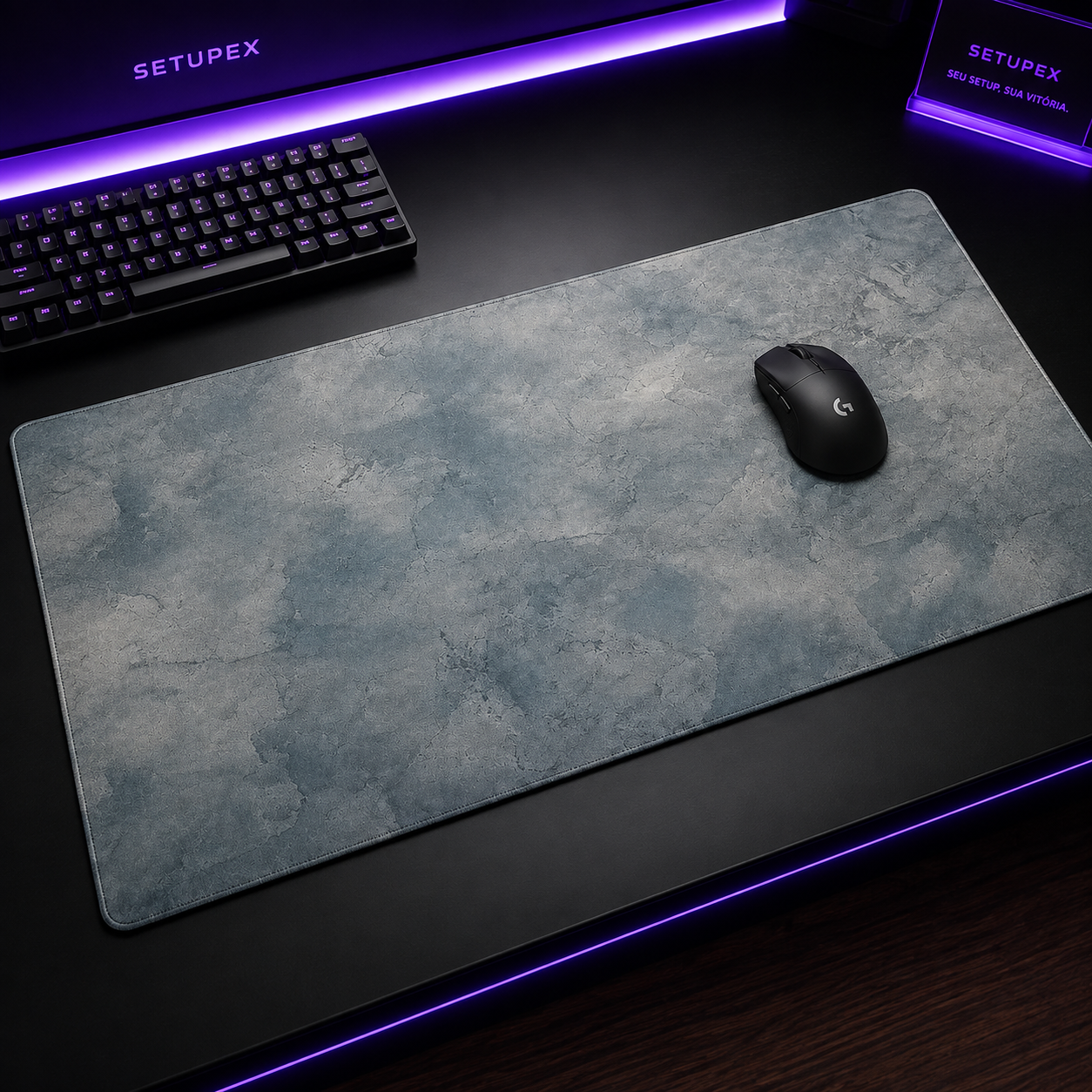 Mouse Pad Extra Grande Cinza para Teclado e Mouse