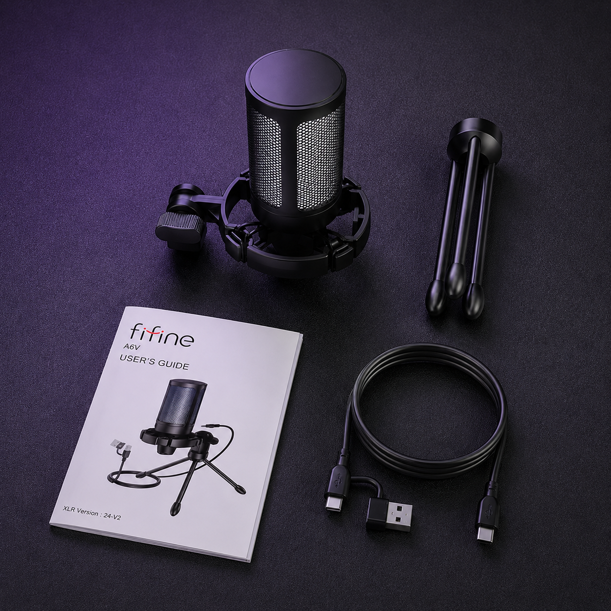 Microfone Condensador FIFINE AmpliGame A2 RGB para Streaming