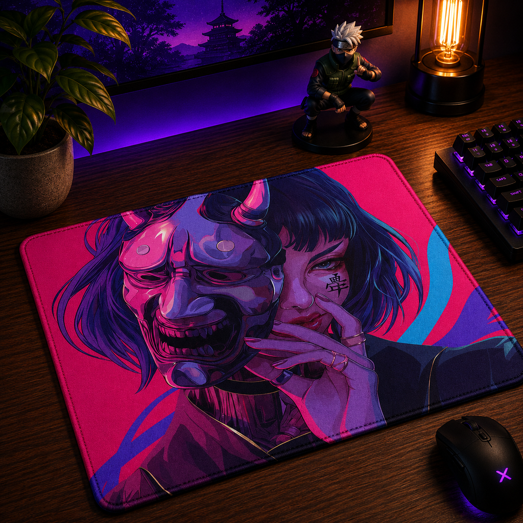 Mouse Pad Gamer Oni Girl 45x40 Antiderrapante Premium