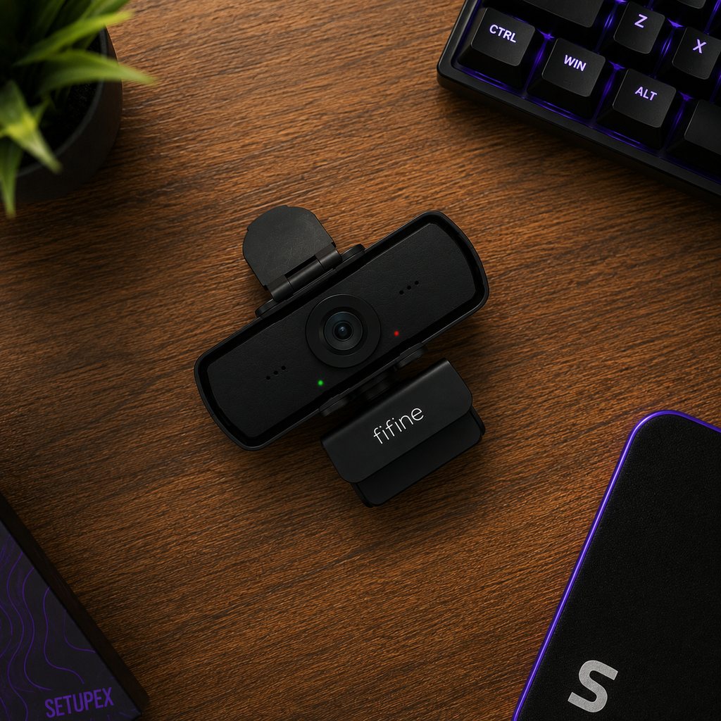 FIFINE 1440p Full HD PC Webcam with Microphone, Tripod, for USB Desktop & Laptop, Live Streaming Webcam for Video Calling - K420
